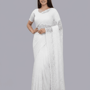 Chikankari Net Saree with Blouse Piece – Graceful Ethnic Wear